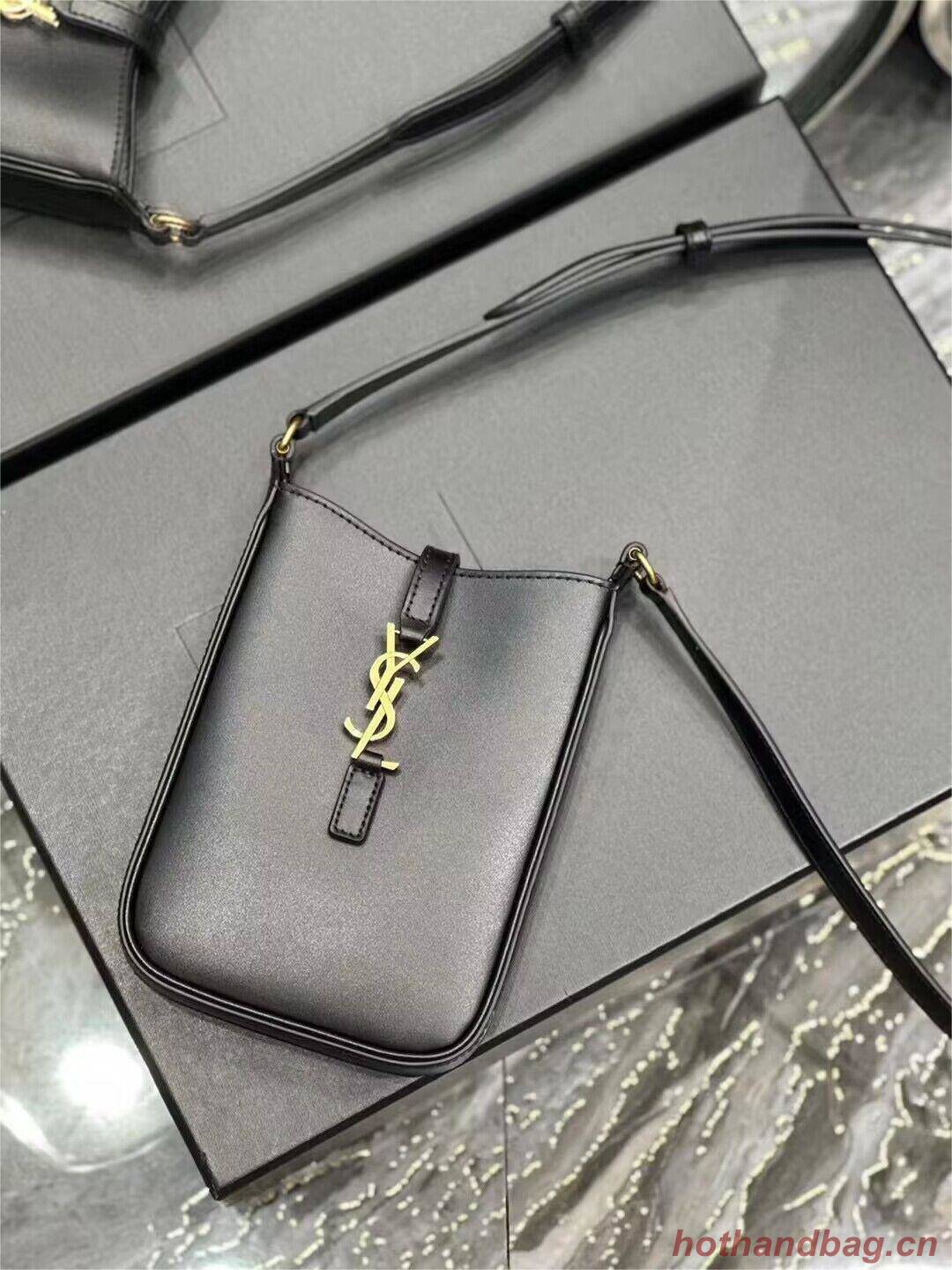SAINT LAURENT LE 5 A 7 MINI VERTICAL IN SHINY LEATHER 7352142 black