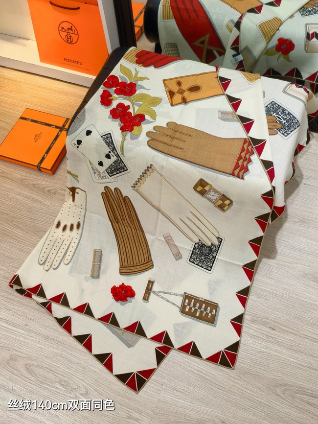 Hermes Shawl Cashmere and Silk Jacquard KY112