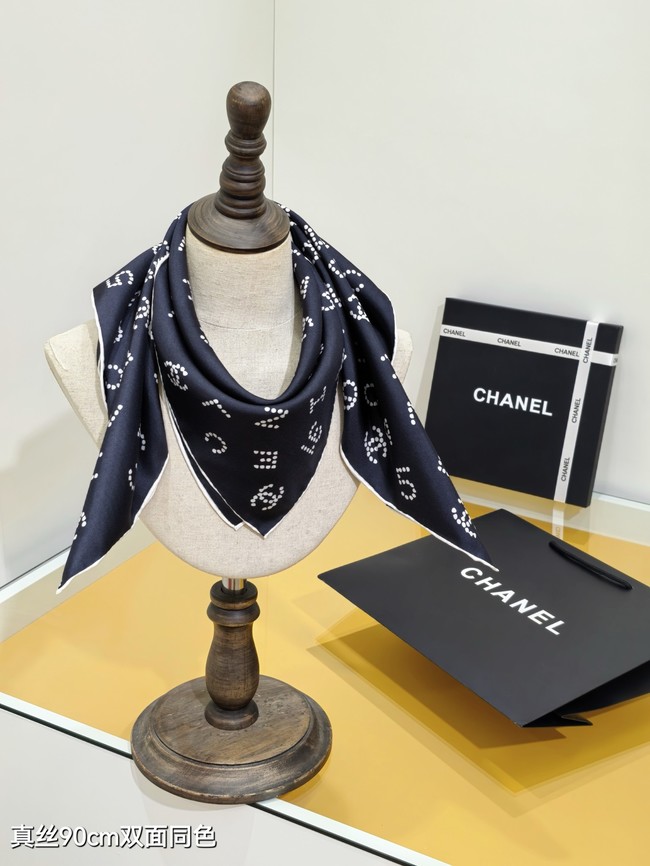 Chanel 90 Square Scarf Silk Twill KY154