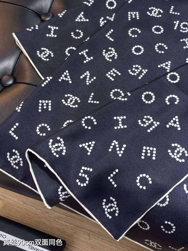 Chanel 90 Square Scarf Silk Twill KY154