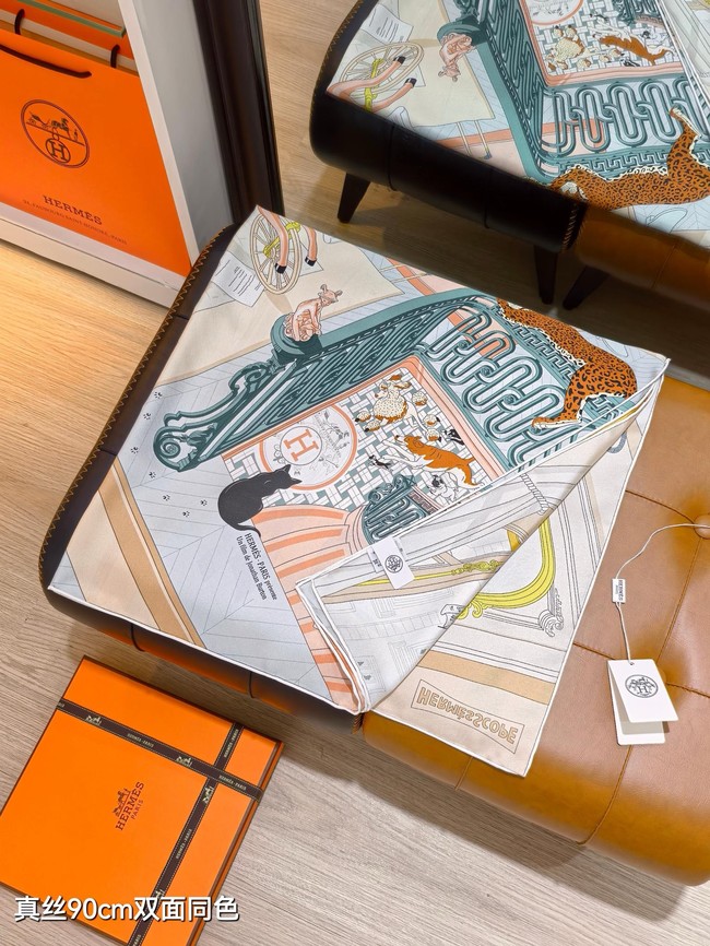 Hermes 90 Square Scarf Silk Twill KY163