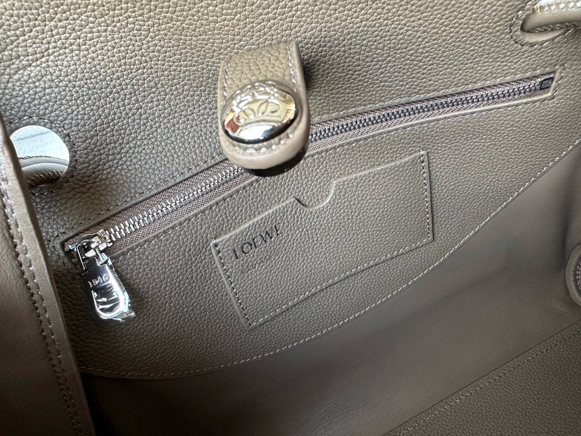 Loewe Madrid Original Leather Anagram Pebble Bag LE0255 Gray