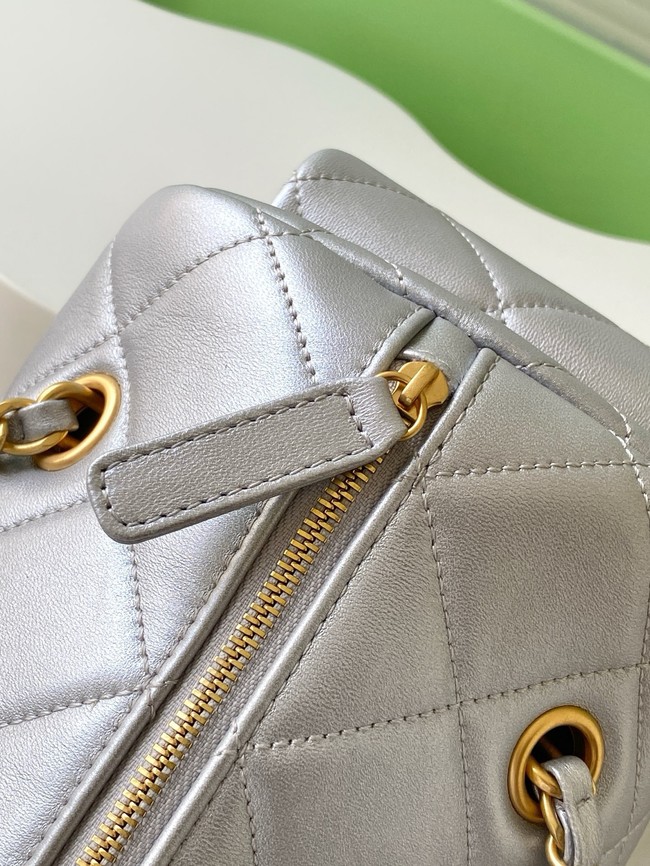 CHANEL Small Bowling Bag Lambskin AS5791 Silver