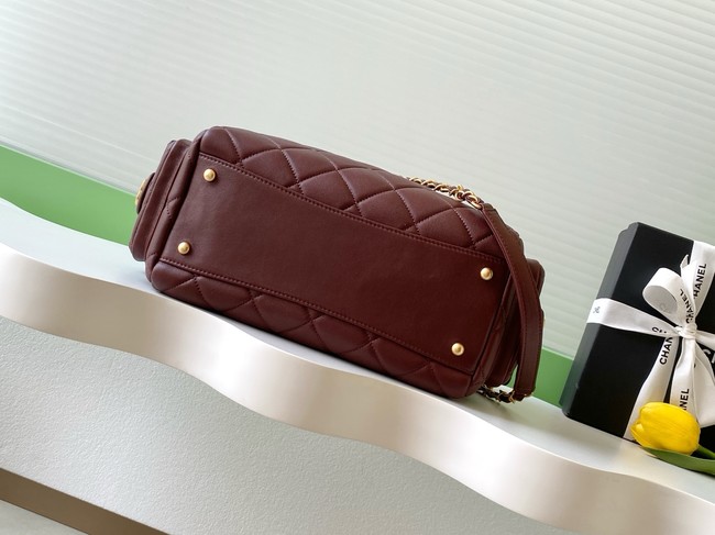 CHANEL Small Bowling Bag Lambskin AS5791 burgundy