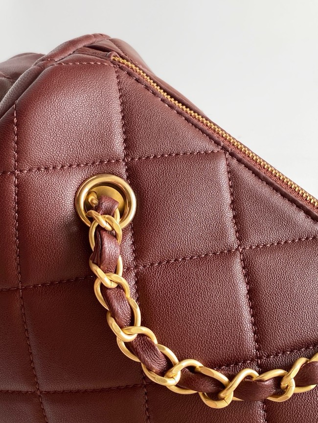 CHANEL Small Bowling Bag Lambskin AS5792 burgundy