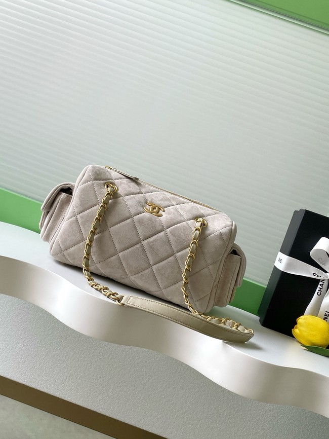 CHANEL Small Bowling Bag Suede AS5792 Beige
