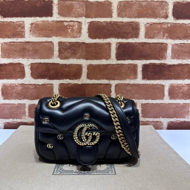Gucci GG Marmont small shoulder bag leather 446744 black