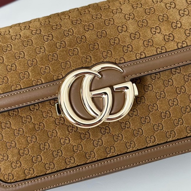 Gucci GG Marmont small suede shoulder bag 826761 brown