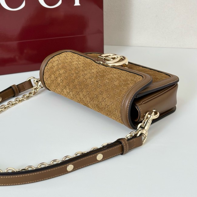 Gucci GG Marmont small suede shoulder bag 826761 brown