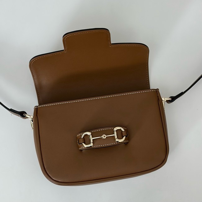 Gucci small shoulder bag leather 815205 brown