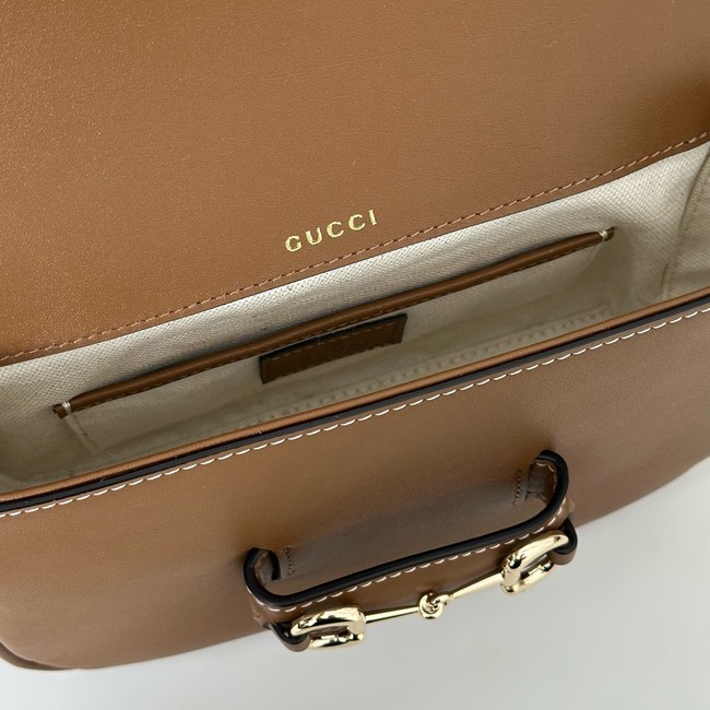 Gucci small shoulder bag leather 815205 brown