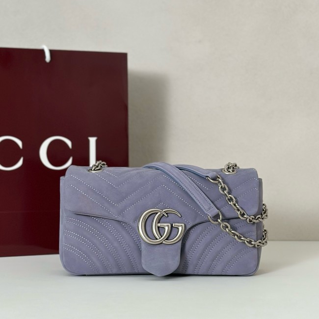 Gucci GG Marmont medium shoulder bag 837267 Variation dusty blue suede