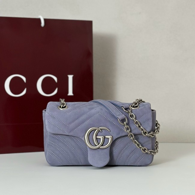Gucci GG Marmont small shoulder bag 837280 Variation dusty blue suede
