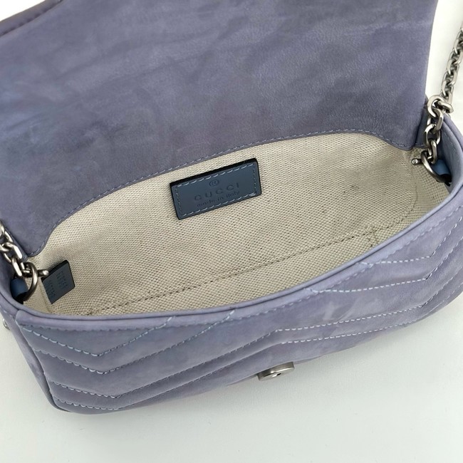 GUCCI GG Marmont mini shoulder bag Variation 841290 Variation dusty blue suede