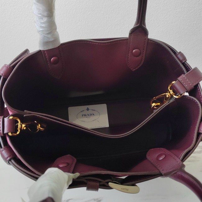Prada medium leather tote bag 1BA434 Purple red