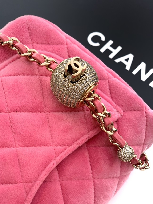 Chanel Mini Classic Handbag velvet AS1786 pink