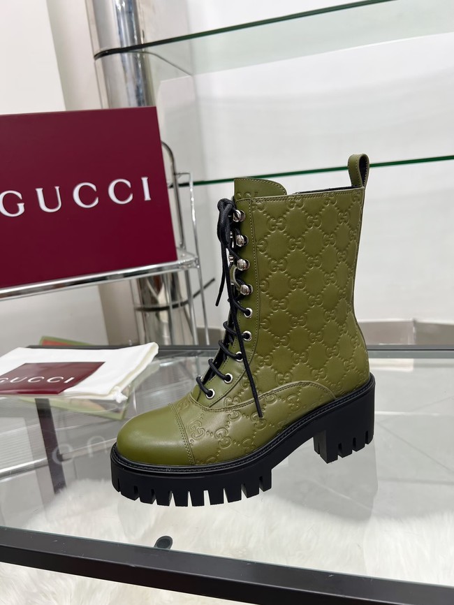 Gucci Womens lace-up ankle boot with GG 840739-2