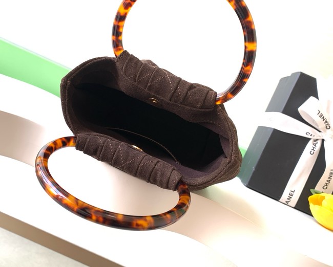 CHANEL Suede Small Hobo Bag AS6022 dark brown