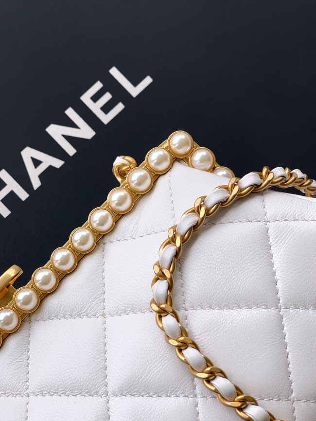 CHANEL Clutch Pearly Lambskin AS5912 Light Beige