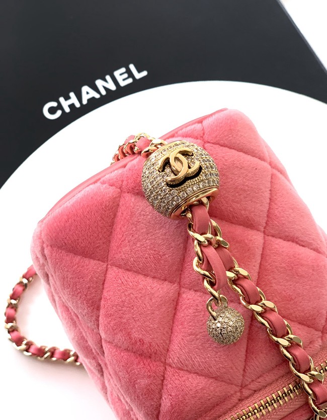 CHANEL velvet Vanity with Chain AP3940 pink
