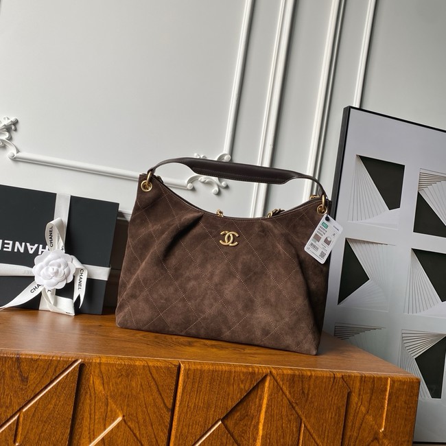 CHANEL Hobo Bag Lambskin AS5978 Dark Brown