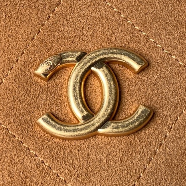 CHANEL Hobo Bag Suede Calfskin AS5970 Camel