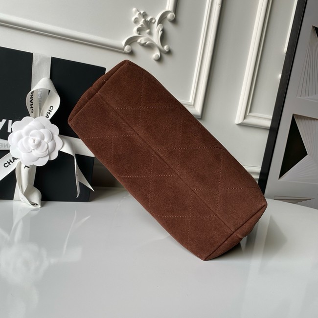 CHANEL Hobo Bag Suede Calfskin AS5970 Dark Brown