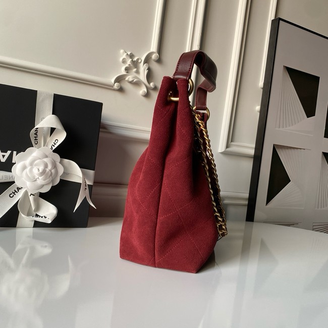CHANEL Hobo Bag Suede Calfskin AS5970 burgundy