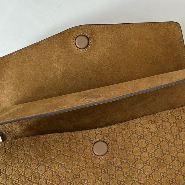 GUCCI Medium shoulder bag with chain Suede 857622 brown