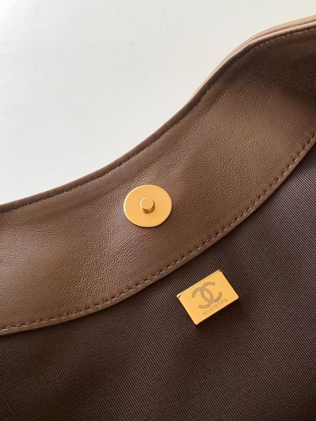 CHANEL Hobo Bag Suede Calfskin AS5978 brown