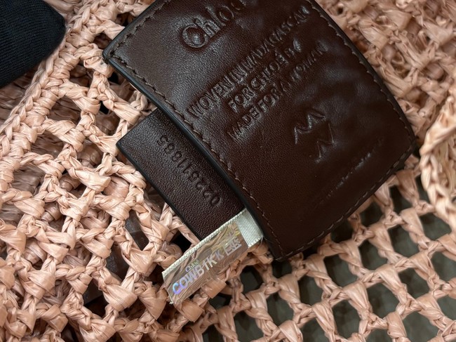 Chloe SUMMER straw and leather tote bag 0824P pink