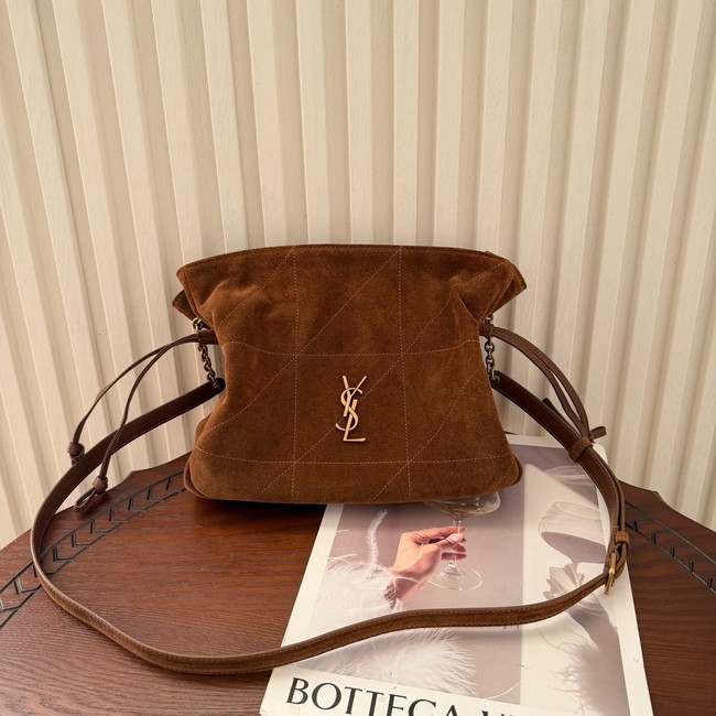 SAINT LAURENT JAMIE shoulder pouch in suede 862712 CARAMEL
