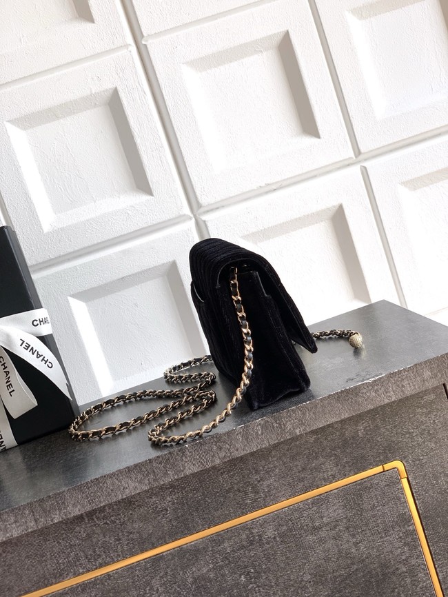 Chanel velvet Wallet On Chain AP1450 black