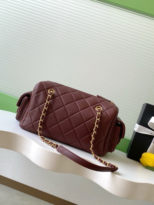Chanel Lambskin Small Bowling Bag AS5792 burgundy