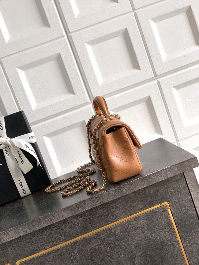 CHANEL Mini Flap Bag with Top Handle AP2431 Camel