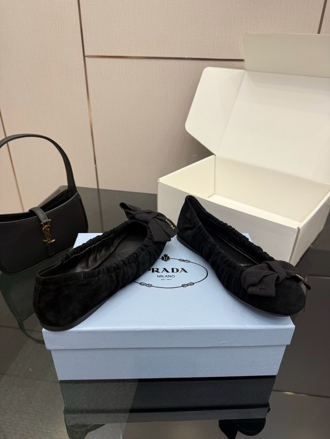 Prada Mordore nappa leather ballerinas with bow 55723-6