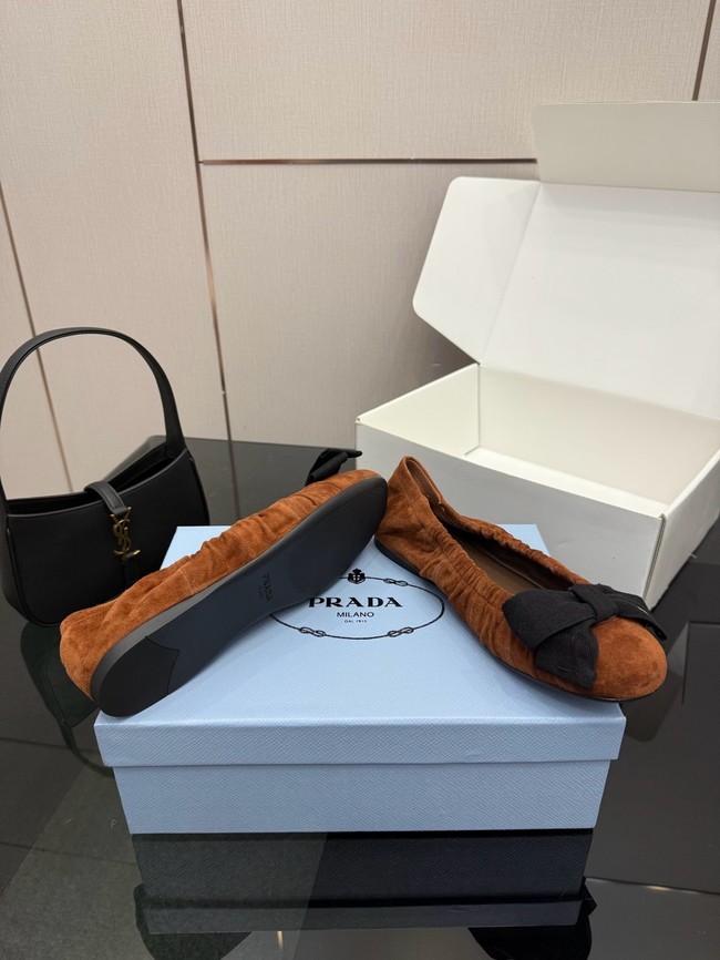 Prada Mordore nappa leather ballerinas with bow 55723-7