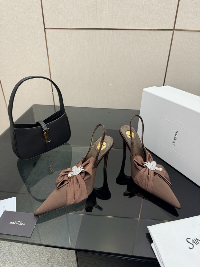 Saint Laurent AMALIA slingback pumps in satin crepe Heel 10.5CM 55726-5