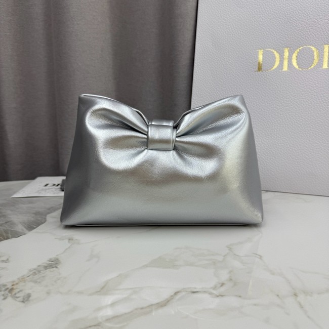 Small Dior Bow Bag Lambskin M0715P Silver-Tone