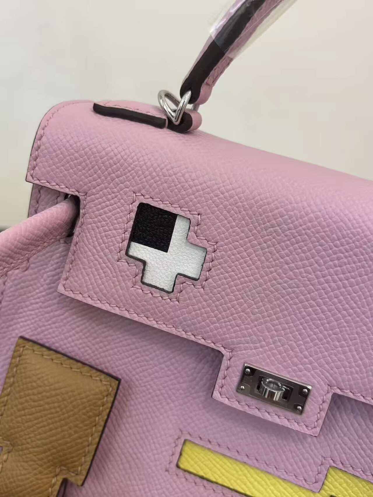 Hermes Original Epsom Leather Mosaic Figure Bag H6302 Pink