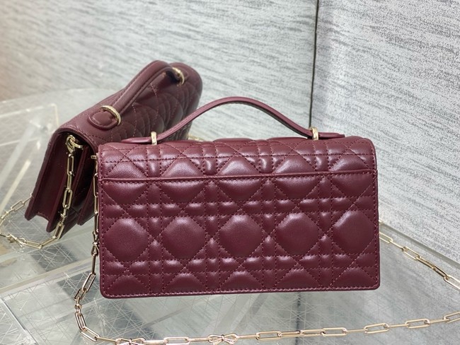 My Dior Mini Bag Cannage Lambskin S0984PU wine red
