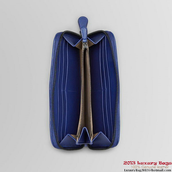 Bottega Veneta 114076 V001N 4223 Intrecciato Nappa Zip Around Wallet Sapphire Bottega Veneta 114076 V001N 4223 Intrecciato Nappa Zip Around Wallet Sapphire