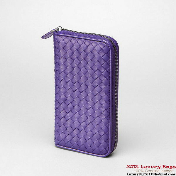 Bottega Veneta 114076 V001N 5102 Intrecciato Nappa Zip Around Wallet Violet Bottega Veneta 114076 V001N 5102 Intrecciato Nappa Zip Around Wallet Violet