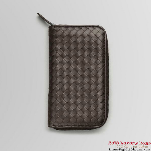Bottega Veneta 114076 V4651 2040 Intrecciato VN Zip Around Wallet Ebano Bottega Veneta 114076 V4651 2040 Intrecciato VN Zip Around Wallet Ebano