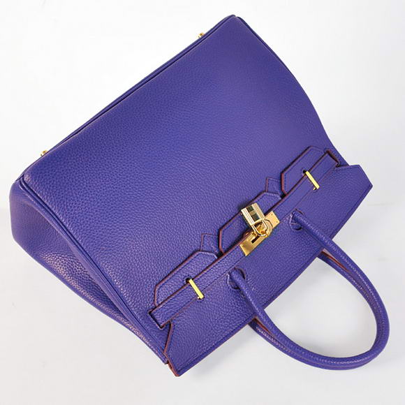 Hermes Birkin 35CM Tote Bags Togo Leather Blue Golden