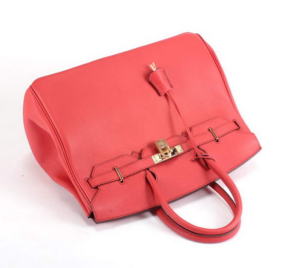 Hermes Birkin 35CM Smooth Leather Handbag 6089 Red Golden