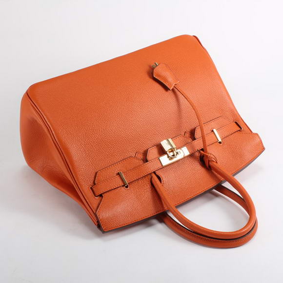 Hermes Birkin 35CM Togo Leather Handbag 6089 Orange Golden
