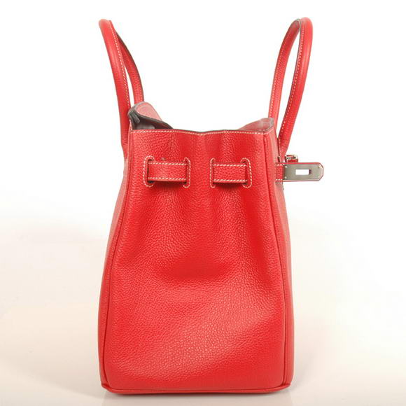 Hermes Birkin 35CM Tote Bags Smooth Togo Leather Red Silver