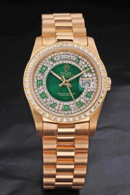 Rolex Day-Date Diamond Cutwork Green 37mm Men Watch-RD3842 Rolex Day-Date Diamond Cutwork Green 37mm Men Watch-RD3842